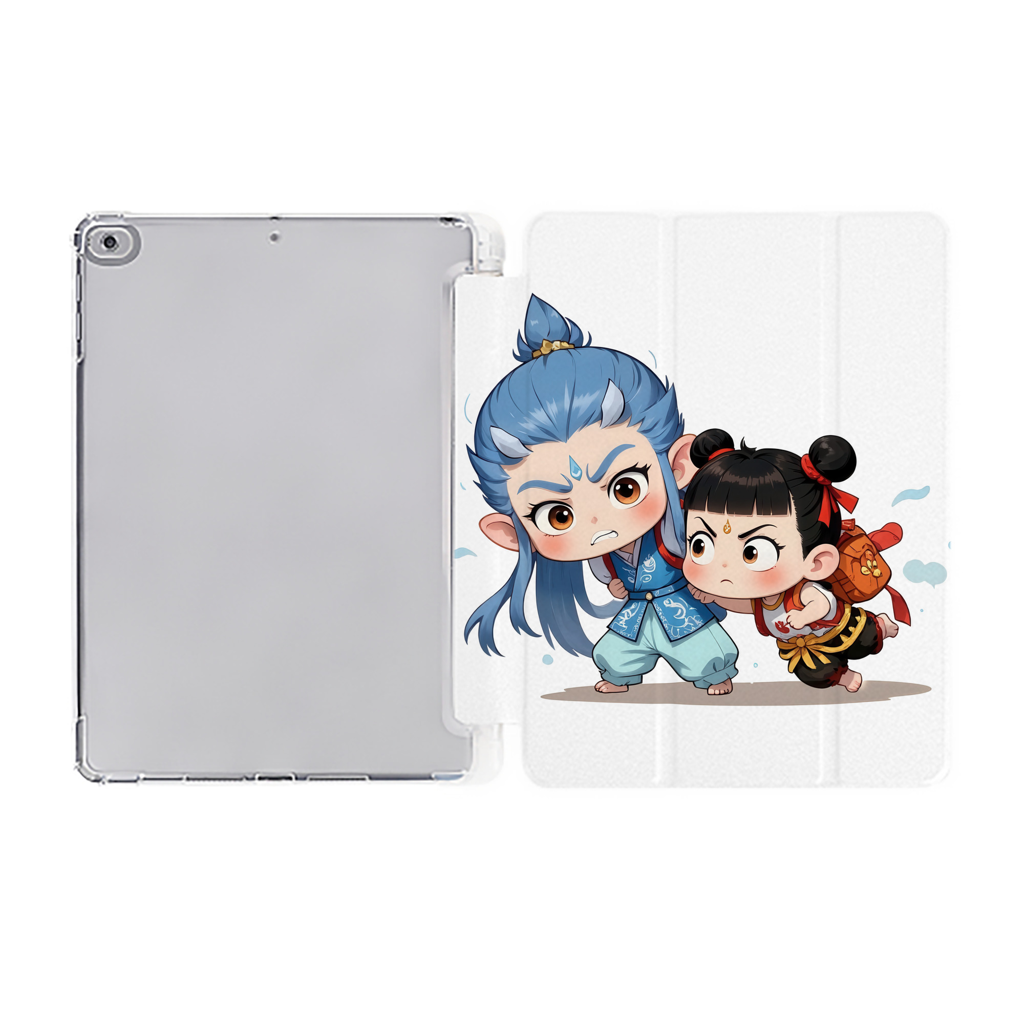 Ne Zha 2 ナタ 魔童の大暴れ IPad ケース ペン収納付き 三つ折りスタンド PUレザー×シリコン 対応機種9.5/10.5/10.9インチ